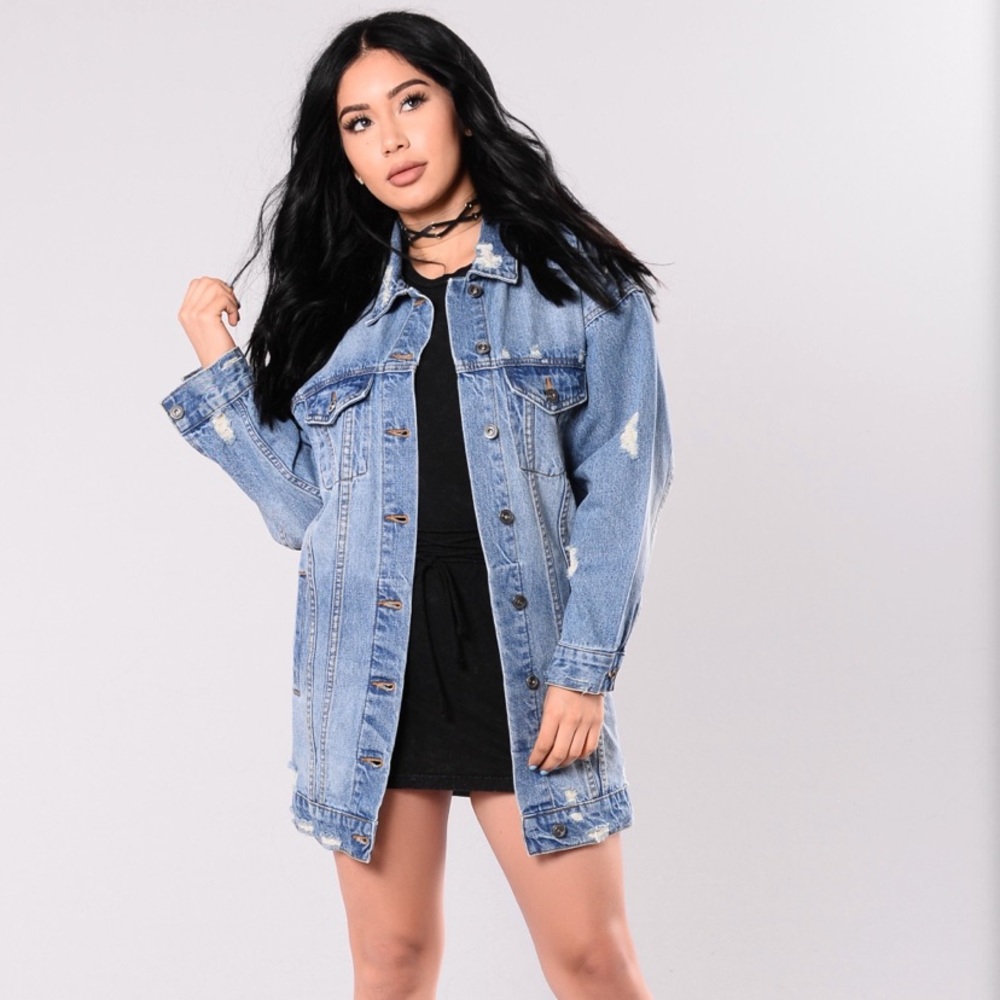 Miss Stressed Denim Jacket - Medium Wash
